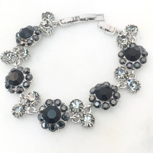 Prom Pageant Bridal Jewelry - Eye Catching Black Swarovski Crystal Bracelet
